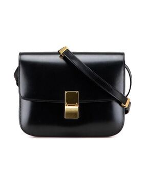 Celine Small Classic Box Bag Black Calfskin Gold Hardware Crossbody